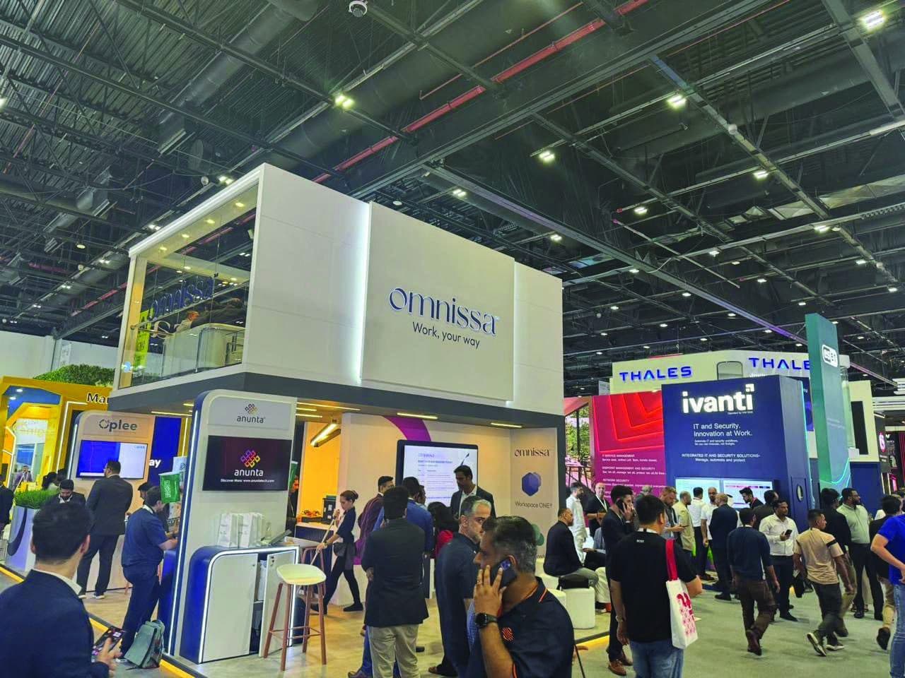 The Omnissa stand at GITEX 2025 surrounded by visitors on the exhibition floor